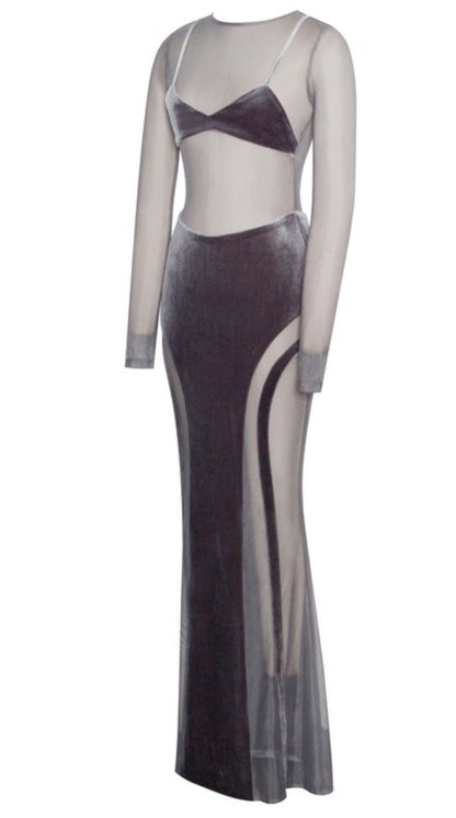 Akirra Velvet Mesh Maxi Dress x Great