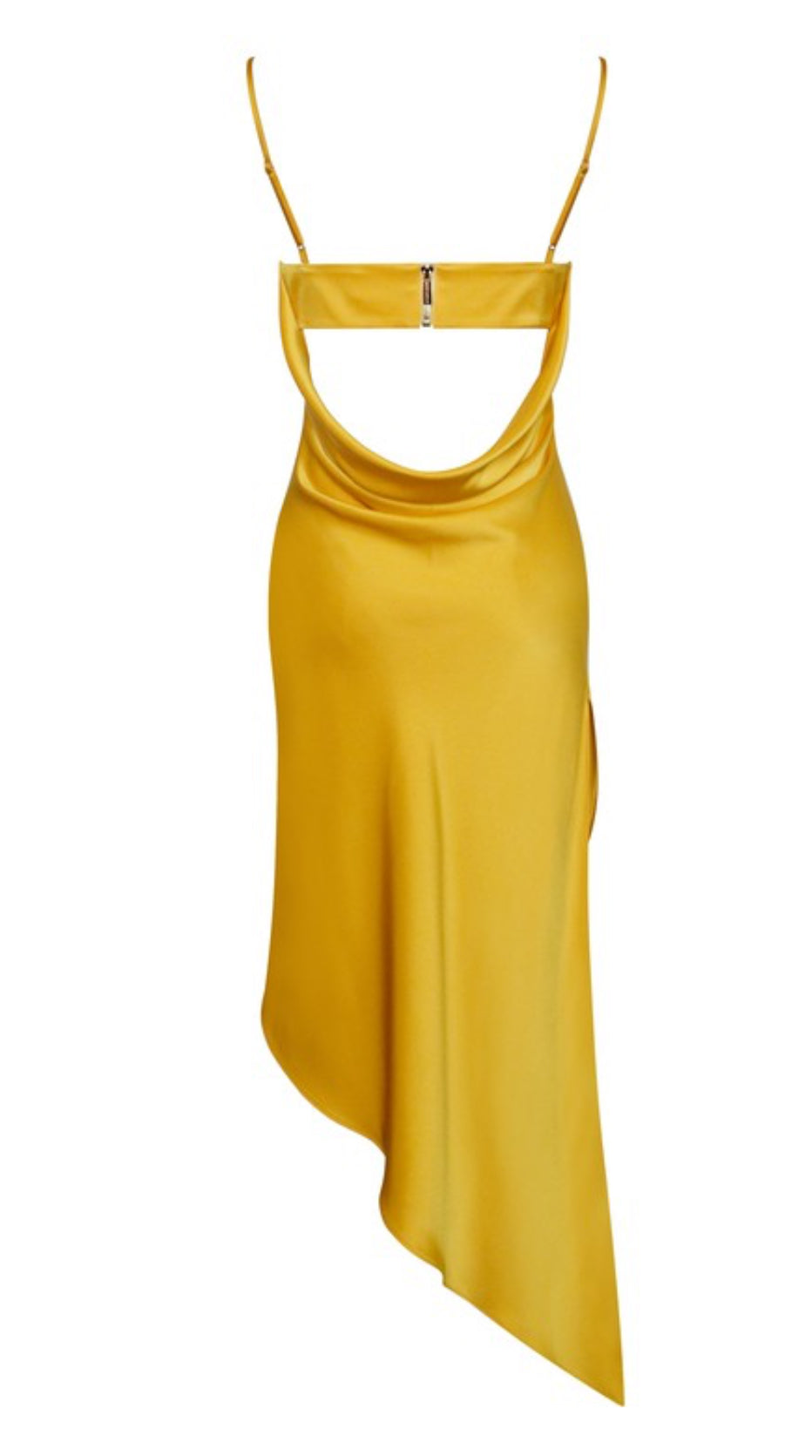 Lana Satin Draping Midi Dress x Yellow