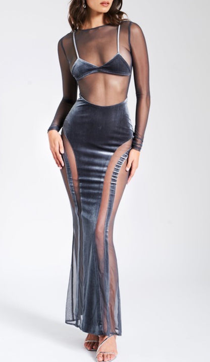 Akirra Velvet Mesh Maxi Dress x Great