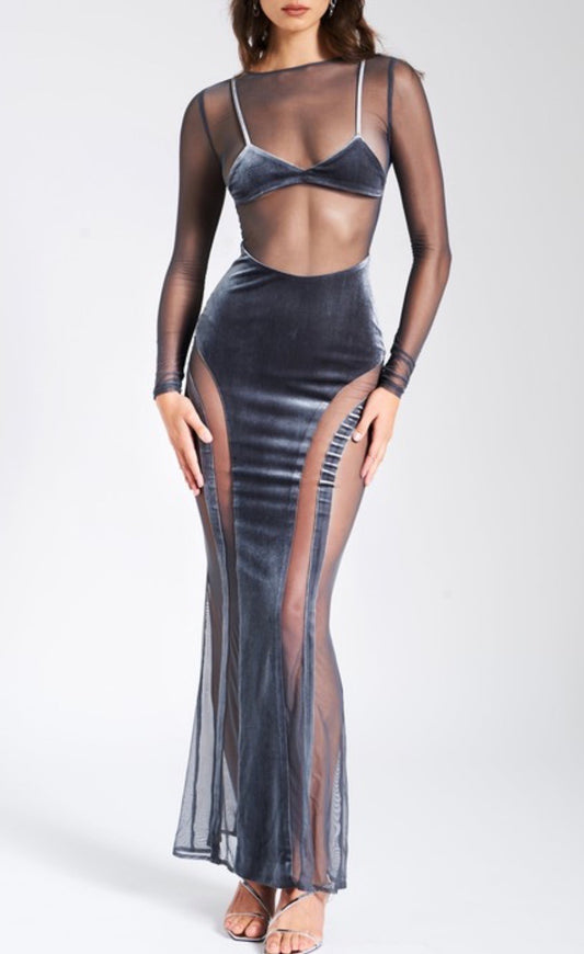 Akirra Velvet Mesh Maxi Dress x Great