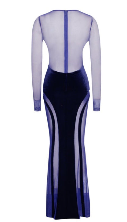 Akirra Velvet Mesh Maxi Dress x Navy