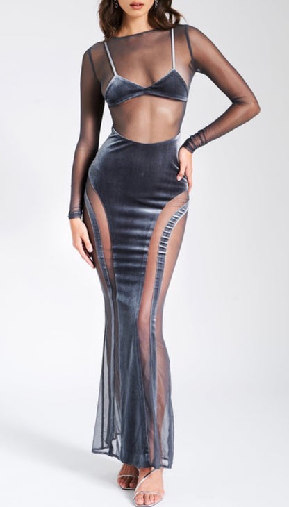 Akirra Velvet Mesh Maxi Dress x Great