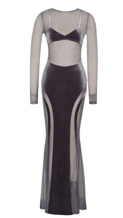 Akirra Velvet Mesh Maxi Dress x Great