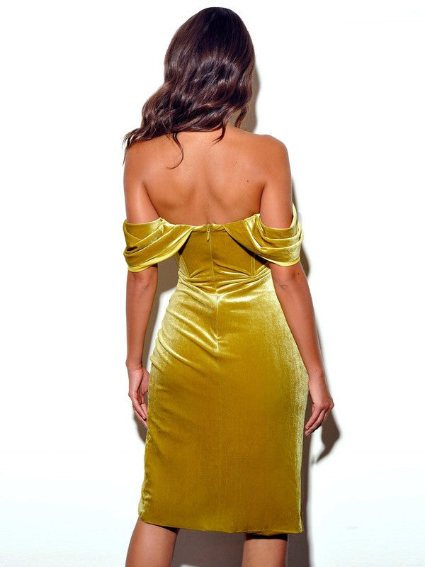 Gabriela Velvet Dress x Gold