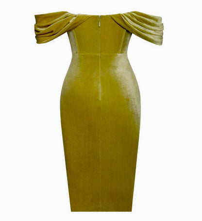 Gabriela Velvet Dress x Gold